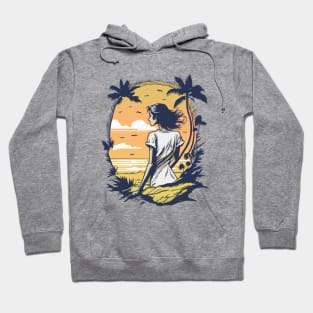 Beautiful Woman Silhouette in the Beach Summer Time Hoodie